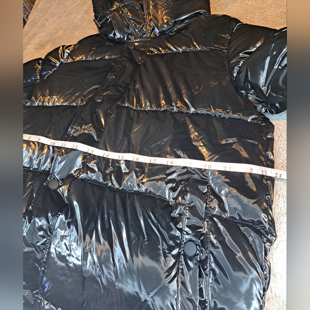 BCBG Paris Black Puffer Jacket Glossy Oversized - Picture 11 of 11